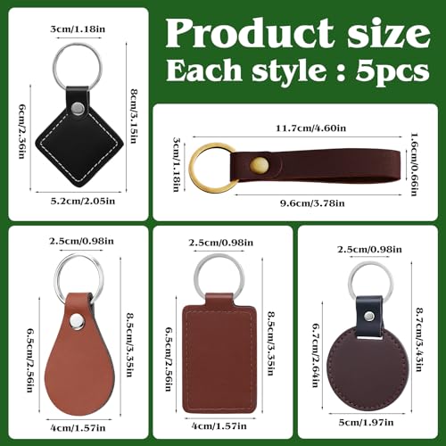 25Pcs Leather Key Fob Kit PU Leather Keychain Blanks Laser Engraving Blanks - color: Multicolor-25 Pcs