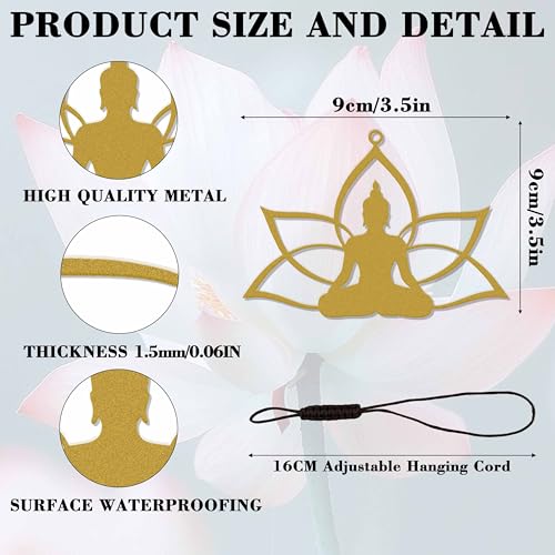 Matte Gold Buddha Hanging Ornament – Car Rearview Mirror Accessories – Buddhist Cross Pendant Charm – Buddha Statue Hanging Decoration for Car, Home, and Office - color: Gold Buddha