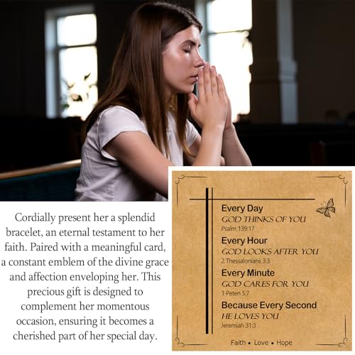 Christian Cross Bracelet for Women Girls, Adjustable Stainless Steel Beaded Cross Bracelets, First Communion Confirmation Easter Religious Bapstim Natural Gemstone Jesus Bracelet Gifts for Her - style: Every Day