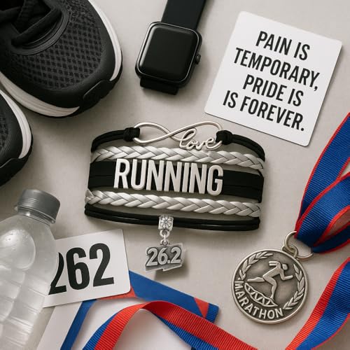 Infinity Collection Running Gifts- Runner Bracelet, Jewelry, Adjustable Charm Bracelet- Perfect Cross Country, Track, Marathon Gifts … - color: 26.2