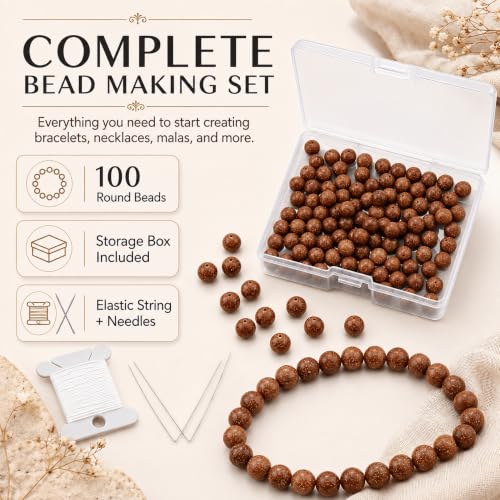 Cherry Tree Collection100PCS 6mm Goldstone Round Bead Craft Kit - color: goldstone, size: 6mm