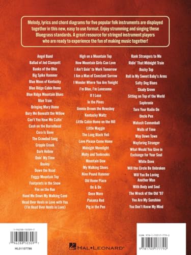 Bluegrass Songs - Strum Together Songbook | 70 Classic Bluegrass Standards for Ukulele Guitar Mandolin Banjo Baritone Ukulele | Easy Sheet Music Arrangements | Chords Lyrics Melody Lines