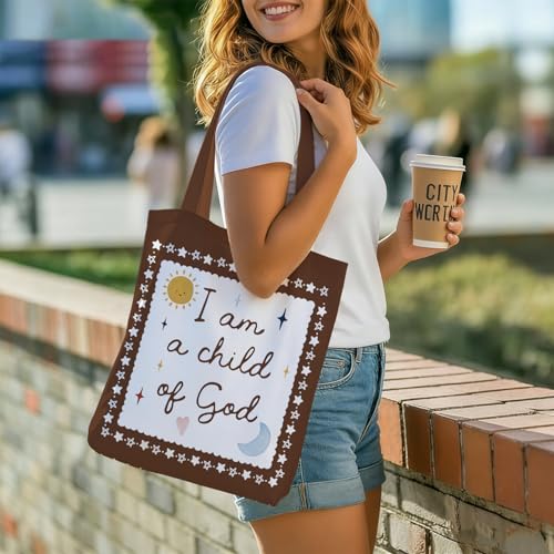 Bible Tote Bags Cute Christian Preppy Canvas Tote Bag Christian Gifts for Women Reusable Shopping Bags(Parent) - color: Child of God-1
