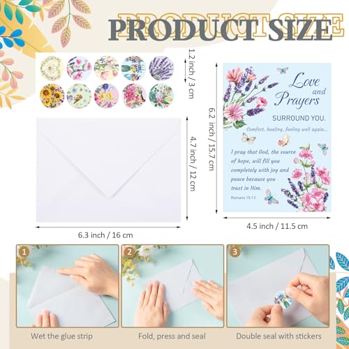 Motiskyy 72 Pack Religious Get Well Cards Bulk with Envelopes Stickers Christian Get Well Greeting Cards with Scripture Encouragement Blessing 4.5 x 6.2 Inch (Watercolor Flower) - style: Watercolor Flower