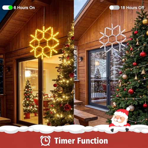 24" Christmas Big Snowflake Lights Outdoor Large Lighted Snowflake Plug in - color: Warm White-24"