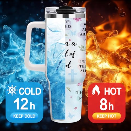 Christian Gifts for Women, 40oz Religious Tumbler with Handle , I Am a Child of God Stainless Steel Insulated Travel Mug, Mother's Day Birthday Inspirational Scripture Present for Mom Grandma Sister - color: Religious-D-276-E