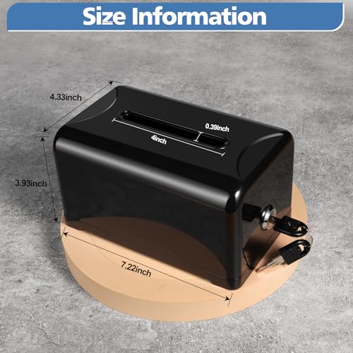 Polmart Tip / Donation / Suggestion / Business Card Collection Box with Lock (Black)