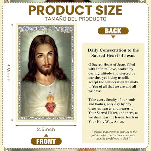 Motiskyy 100 Pcs Sacred Heart of Jesus Prayer Cards Catholic Prayer Cards