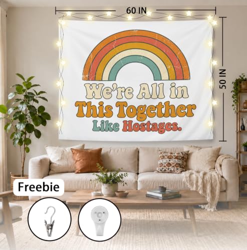 Elpwk Funny Sarcastic Boho Rainbow Tapestry Wall Decor 50x60 Inch - color: Bono's Rainbow