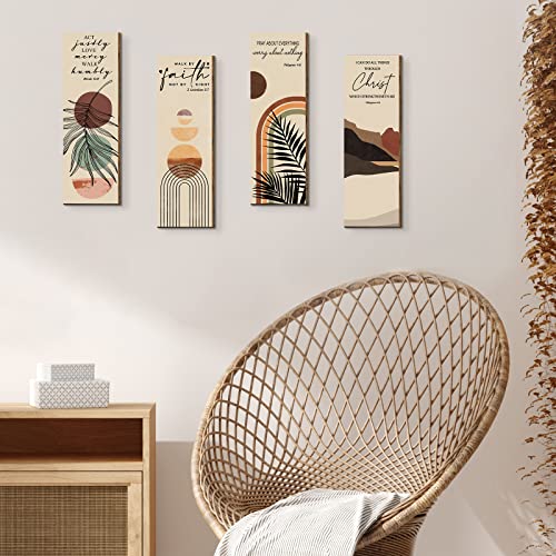 Queekay 4 Pieces Bible Verses Wall Art Christian Boho Wall Decor