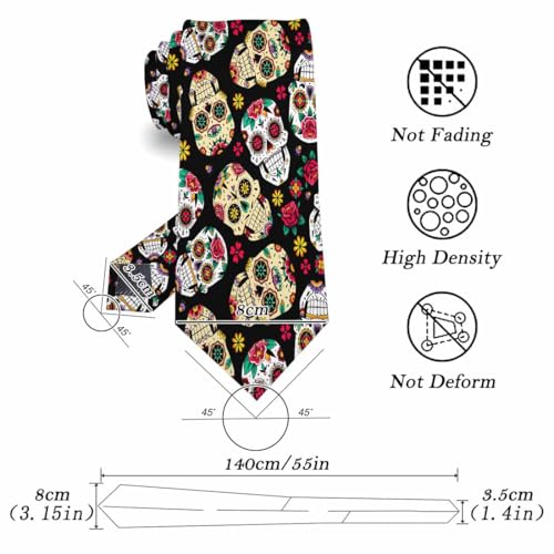 funny Ties for Men Business Novelty Men's Neckties for Festival Holiday Party Valentine's Day Wedding Christmas - color: Mexican Skulls Colorful