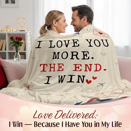 WRAPIX Anniversary Couple Gifts for Women Men - Soft Throw Blanket 50x60 in - color: I Win, size: 50x60 inches