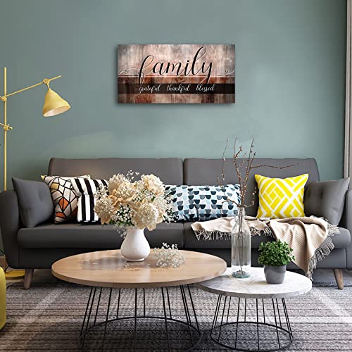 Canvas Wall Art for Living Room-Family Grateful Thankful Blessed-Christian Wall Decor-Family Signs Canvas Prints-Blessed Wall Decor-Artwork Framed Painting Home Decoration Ready to Hang 20"x40" - color: Family Grateful Thankful Blessed, size: 40"L x 20"W