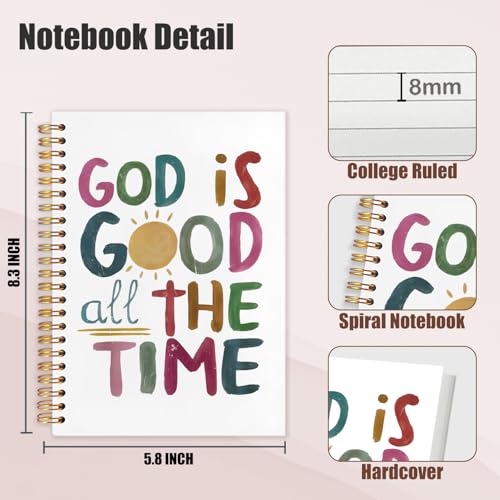 Christian Spiral Notebook Journal 5.5x8.3 Inch, God Is Good Bible Verse Notebooks for Note Taking, Prayer Scripture Journal for Woman, God Is Good Bible Hardcover Notebook - color: God is Good all THE TIME