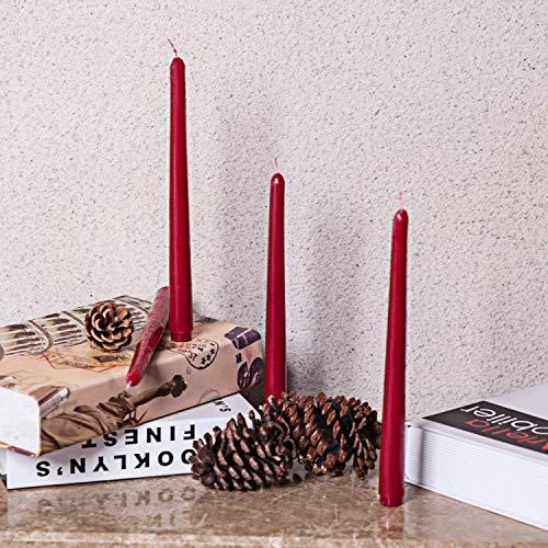 Howemon 14 Pack Dark Red Taper Candles 12 Inch Tall 3/4 Inch Thick Burn 10 Hours (Burgundy) - color: 12"14pcs-Burgundy