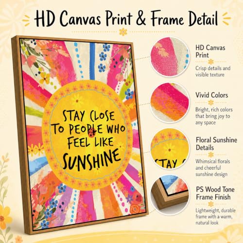 Stay Close to People Who Feel Like Sunshine Canvas Wall Art, 12 x 16 In - color: Orange, size: 16"L x 12"W