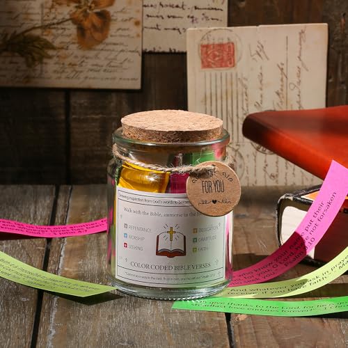 WMWXNNT Bible Verse Jar, Christian Gifts for Women, Men, Birthday & Graduation Gifts, Inspirational Gift for Mom, Teens, Friends, Prayer Jar with a 48-inch Ribbon Bow - color: Bible Jar of Prayer