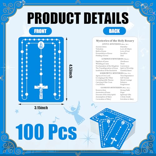 Motiskyy 100 Pcs Rosary Prayer Cards How to Pray Catholic Bulk 4.53"x 3.15"