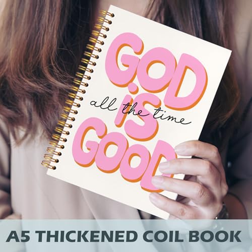God Is Good Motivational Christian Notebooks, Pink Prayer Journal Office Supplies Gifts for Desk Woman Men, Bible Hardcover Spiral Journaling Notebook, 5.5x8.3 Inch - color: all the time