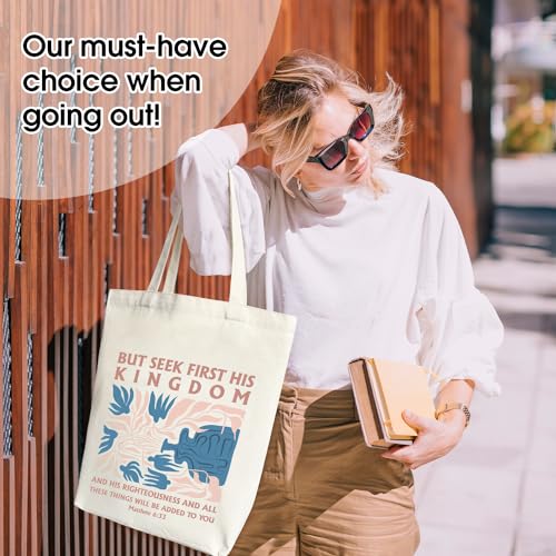 Doreen's Boutique Aesthetic Canvas Handbag Tote Bag - style: Seek First His Kingdom