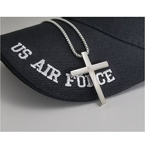 Cross Necklace Stainless Steel Necklace Religious Bible Verse Pendant Crucifix Necklace Faith Jewelry with 22' Chain - style: I can do all things -silver