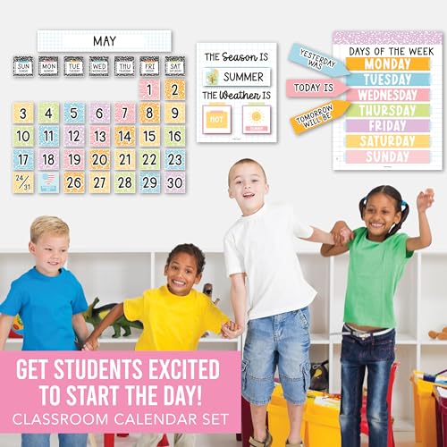 Classroom Calendar Set Bulletin Board Decorations, 98pc School Calendar Set - color: Pastel Composition
