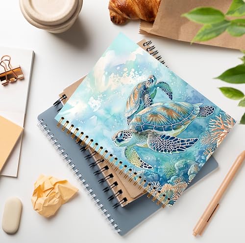 Sea Turtle Notebook, Coastal Beach Journal, Sea Turtle Gifts for Women Lovers, Marine Biology Gifts, Under the Sea Ocean Spiral Notebook Journal 5.5x8.3 - color: Color 19