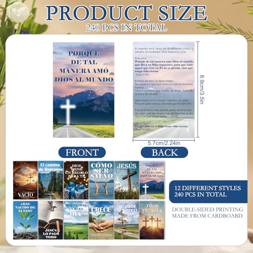 240 Pcs Spanish Gospel Tract Card, Plan of Salvation Cards - color: Spanish Christian