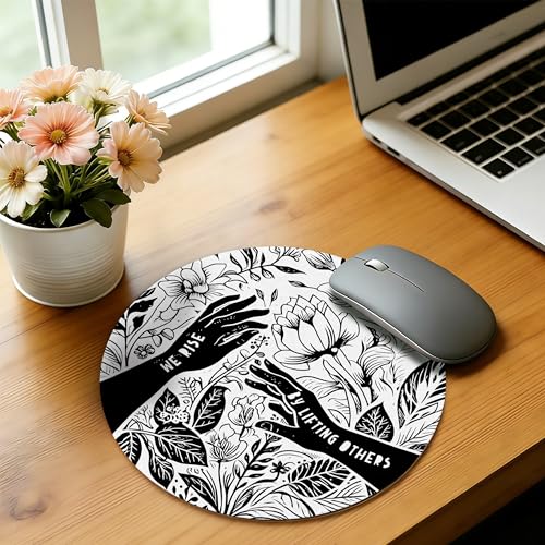 Inspirational Mouse Pad,We Rise By Lifting Others Floral Mousepad Mouse Mat with Non-Slip Rubber Base for Home Office Desk Accessories,Aesthetic Office Supplies, 7.9x7.9 Inch - color: Color-10
