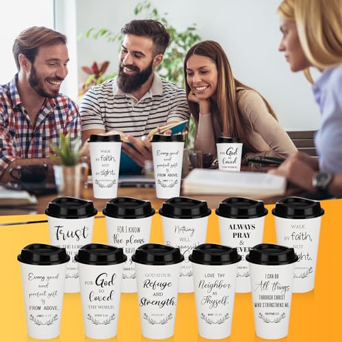 Skylety 20 Pack Christian Gifts Bulk 16oz Bible Verse Tumbler with Lids - color: White