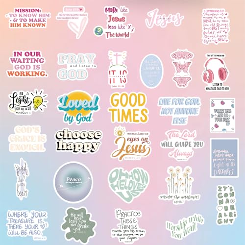 Sapuion 200PCS Bible Stickers, Inspirational Christian Stickers, Bible Verse Stickers, Aesthetic Jesus Faith Stickers for Water Bottles, Religious Christian Gifts for Kids Men and Women