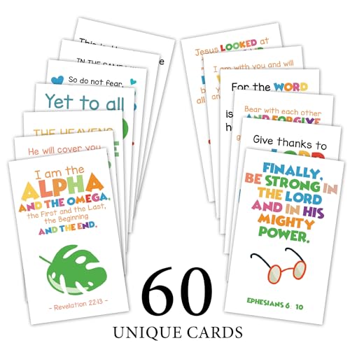 60 Mini Scripture Prayer Cards with Assorted Bible Verses for Children’s Bible Studies Encouragement Cards for Kids Child Students Inspirational Religious Christian Gifts for Family Children - DH16 - color: Kids 7