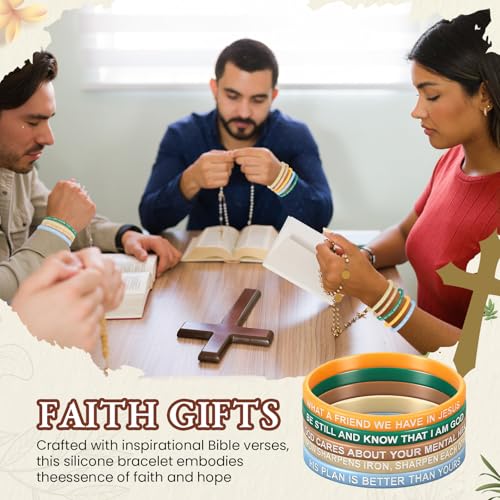 Landical Rubber Christian Wristbands Silicone Inspirational Bible Verses Wristbands for Women Men Faith Religious Gifts Office Supplies - style: Creative