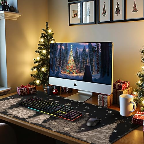 iCasso Black Desk Mat,Christmas Mouse Pad,Cute Desk Pad Mat - color: 1-black