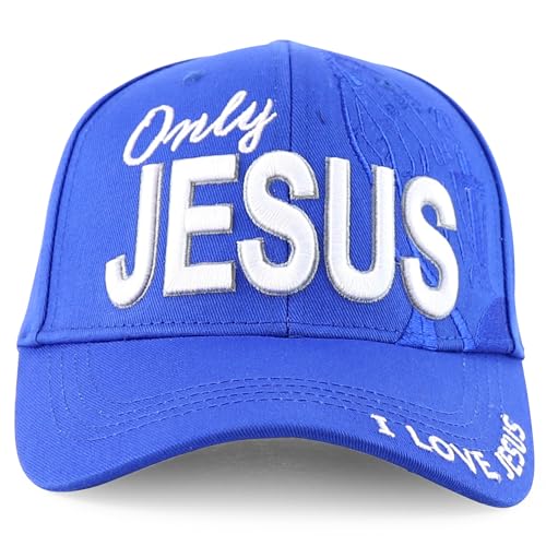 Trendy Apparel Shop Only Jesus Praying Hand Embroidered Christian Ball Cap - color: Royal