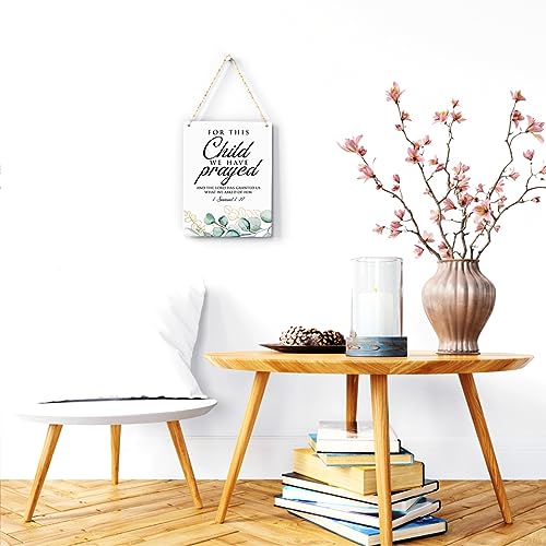 Inspirational Decor, For This Child We Have Prayed 1 Samuel 1:27, Scripture Wooden Hanging Sign Christian Gift for Baby Kids Girl Boy Nursery Teen Room Bible Verse Wall Art Decoration 8 x 10 Inches - color: 1 Samuel 1:27