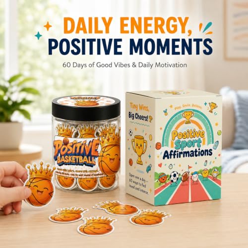 Positive Basketball Jar With 60 Affirmation Cards, Emotional Support Basketball, Basketball Gift For Teen Boys Girls And Men, Coach, Stocking Stuffers For Teen Boys - color: Positive Basketball