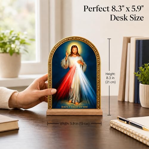 TALPGOD Divine Mercy Stand Catholic Ornament Statue – Divine Mercy Image Statue Acrylic Tabletop Décor for Home Altar & Desk,Christian Gift for Women & Men - color: Divine Mercy