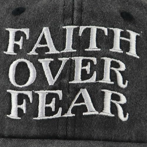 Faith Over Fear Hats for Men Women, Embroidered Adjustable Cotton Christian Jesus Religious Baseball Cap
