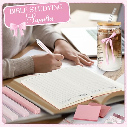 Singhoow 29 Pcs Bible Study Supplies Journaling Kit for Women - color: Bow, style: Pink