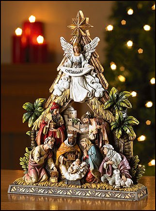 Avalon Gallery Nativity Tree and Stable Figurine - color: Tree and Stable