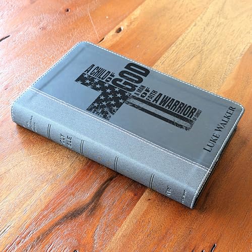Personalized NIV Bible, Large Print, Custom Holy Cross Bible, New International Version | Man of Faith, Black - color: Black Personalized Leather