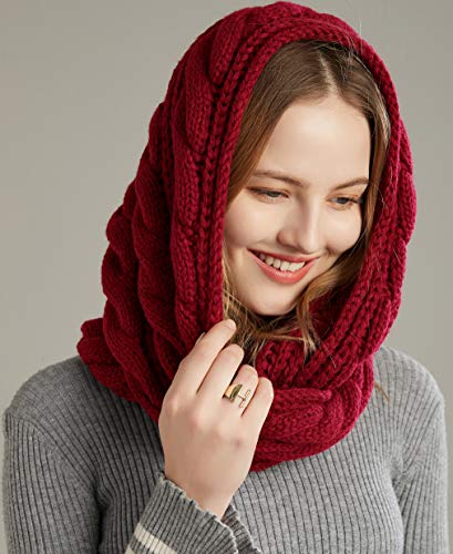 NEOSAN Womens Thick Ribbed Knit Winter Infinity Circle Loop Scarf - color: Twist Claret