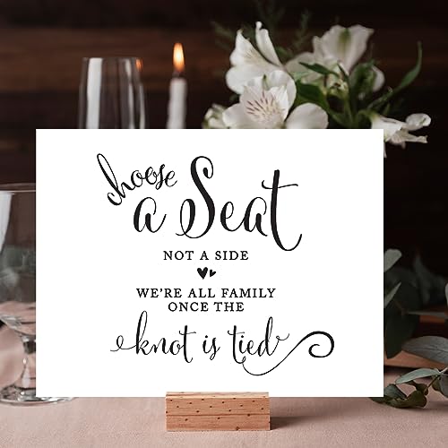 Andaz Press Wedding Party Signs, Formal Black and White, 8.5-inch x 11-inch, Choose a Seat, Not a Side, We're all Family Once the Knot is Tied, 1-Pack - color: Choose a Seat