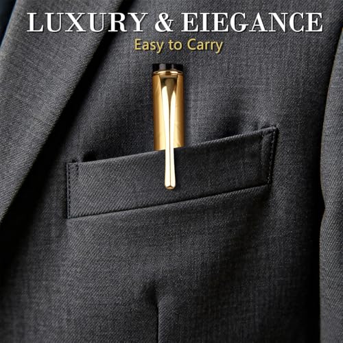Luxury Gel Ballpoint Pens,Personalized Black Ink Pen Set with 2 Pcs Extras Replaceable Metal Refills, Ultra-Smooth Writing Experience, Perfect for Gifts,Business,Office - style: Glod Black