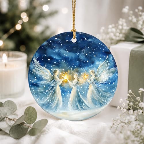 Angel Christmas Ornament 2026 - Heavenly Star Ceramic Hanging Xmas Tree Decor Keepsake - Religious for Mom, Daughter, Sister, Grandma, Friend, Christian