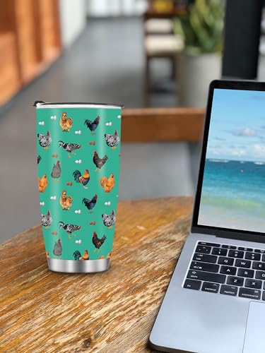 WIRESTER 20 OZ Stainless Steel Tumbler With Lid, Double Wall Vacuum Insulated Tumbler, Coffee Travel Mug Cup for Hot Cold Drinks - Chicken Pattern - color: Chicken Pattern
