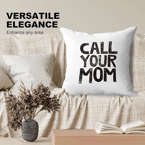 Funny Call Your Mom Text Your Mom Reversible Pillow Cover 18x18 Double-Sided, for Daughter, Son Gifts, Dorm Room Accessories Graduation Party, Freshman Gift - color: Call Your Mom