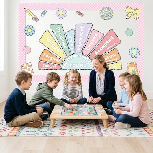 Gueevin 52 Pcs Pastel Christian Bulletin Board Decoration Set for Classroom