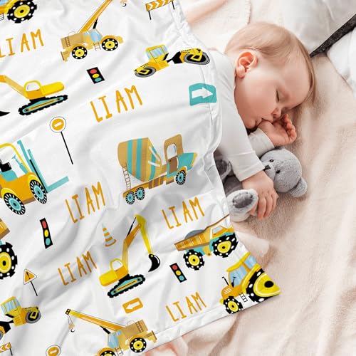Personalized Truck Excavator Blanket with Name Cutsom Blanket for Baby Boy Car Lover Toddler Kids Customized Gifts for Baby Shower Christmas Birthday Newborn Gifts - color: Style5